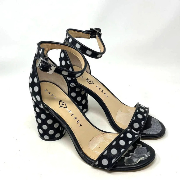 Katy Perry The Clara Black Polka Dot Heels‎ Size US 6.5 - Picture 1 of 10